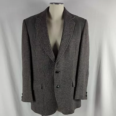 VINTAGE Pendleton Blazer Mens 44 Long Grey Wool Elbow Patches Western Tweed 90s • $87.97