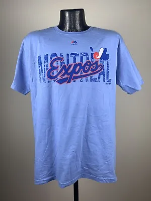 Men's Majestic Montreal Expos Different Eras Baby Blue Cotton MLB Tee NWT Large • $24