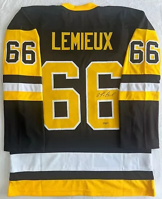 Mario Lemieux Signed Pittsburgh Penguins Hockey Jersey With COA HOF 97’ 04’ 08’ • $400