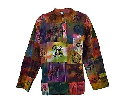 New Fair Trade Patchwork Printed Tie Dyed Shirt L XL 2XL Hippy Boho Ethnic Surf • £24.19