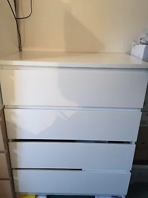 Malm Chest Of Drawers X4 White Ikea Unit Cabinet Storage Display Bedside Table • £44.99