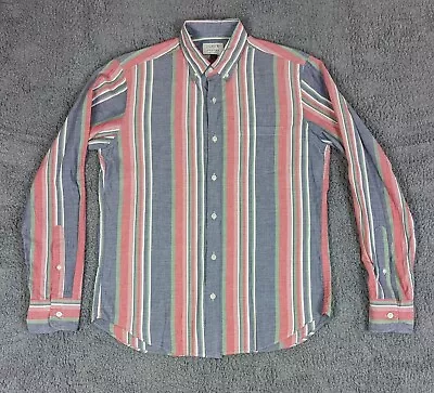 J Crew Madras Button Shirt Mens M Medium Stripe Long Sleeve Cotton Multicolor • $14.95