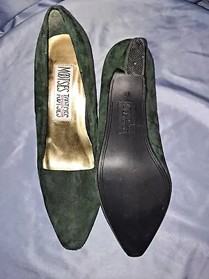 MOOTSIES TOOTSIES Womens Shoes Heels LEATHER Upper DARK GREEN Suede Velvet 9.5 • $15
