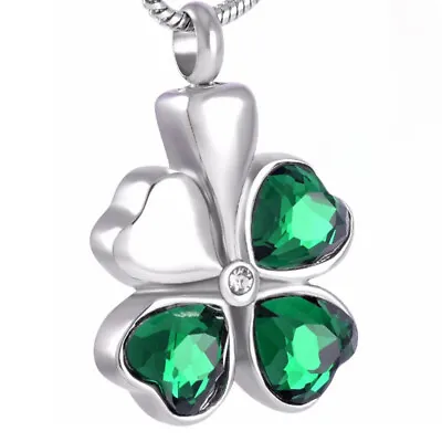 Clover Urn Necklace For Ashes - Cremation Jewelry Keepsake Memorial Pend.LO • $1.96