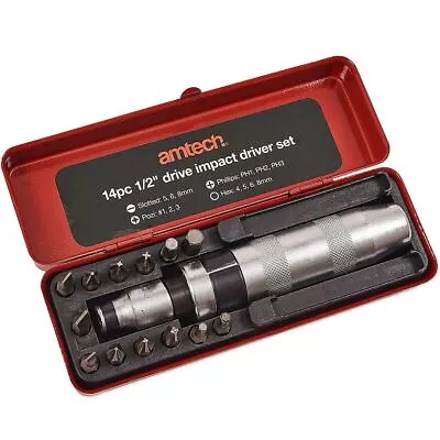 IMPACT DRIVER & BIT SET 1/2  Screwdriver Pozi Hex Slotted Phillips Manual Hammer • £13.47