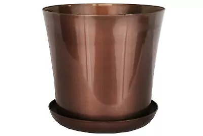 £4.09 • Buy  Flower Pots Gloss Plastic Plant Pots Decor Planter With Saucer 16 COLOURS