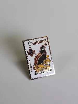 £8.70 • Buy California Masonic Lapel Pin 1992 By MAFCO California Valley Quail & Poppy