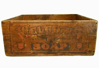 Welcome Soap Boston Ma Red/blk Ink Stmpd Wood Box Adv Crate W/orig Paper Label  • $187.50