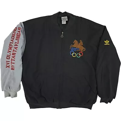 Vintage 80's Adidas Trefoil Stockholm Helsinki 1952-56 Olympics Bomber Jacket L • $224.99