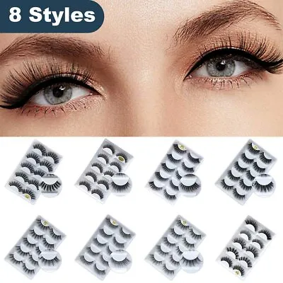 $4.99 • Buy 5 Pairs Mink 3D Natural Thick False Fake Eyelashes Eye Lashes Makeup Extension