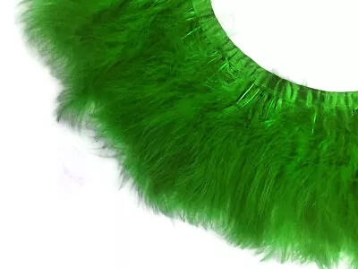 1 Yard- Kelly Green Marabou Turkey Fluff Feather Fringe Trim Fashion Party Dress • $13.73