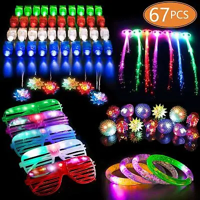 $21.99 • Buy 67 PCs LED Light Up Toys Party Favors Glow In The Dark Party Supplies