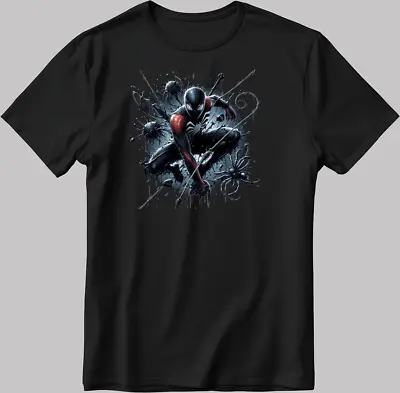 Spiderman Marvel Avengers Short Sleeve White-Black Men's / Women's N514 • £11