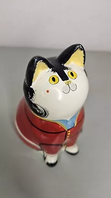 Vintage Rare Cat Kitten Joan De Bethel Rye Pottery Figurine Cat In Red Suit • £45