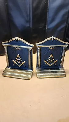 Masonic Freemason Metal Bookend Book End All Seeing Eye Compass Square  RARE • $181