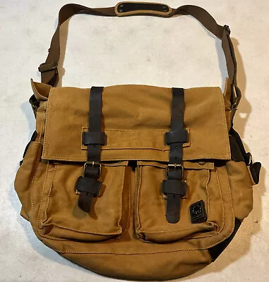 S.C. COTTON Tough Canvas Messenger Shoulder Bag Tan Excellent Clean Condition • $174.96