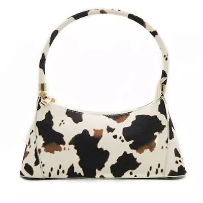 Cartoon Cow Print Women PU Leather Handbag Shoulder Lady Armpit Bag Purse • £13.56