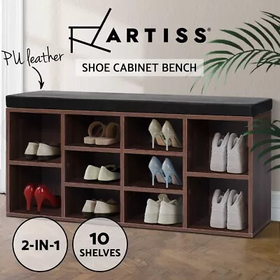 $84.96 • Buy Artiss Shoe Cabinet Bench Shoes Storage Rack Organiser Shelf Cupboard Box Walnut