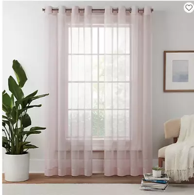 Eclipse Livia Sheer Grommet Top Single Curtain Panel Blush 50in X 63in • $9.95