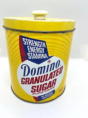 Vintage J.L. Clark Domino Granulated Sugar Yellow Metal Tin Canister Pure Cane • $22.95