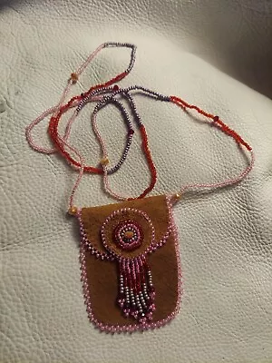 Beaded Leather Medicine Pouch • $27.50