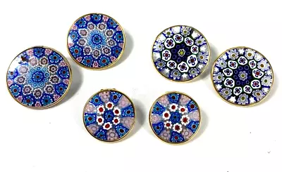 3 Murano Glass Millefiori Vintage 925 Sterling Silver Vermeil Clip On Earrings • $36.99