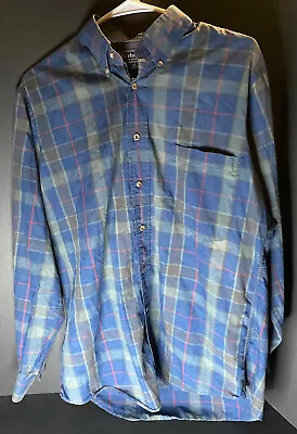 Vintage Burberry’s Button Shirt Mens M Checkered Plaid Long Sleeve Preppy Casual • $24.99