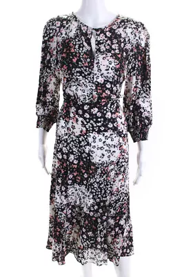 Shoshanna Womens Chiffon Floral Print Mid-Calf A-Line Dress Multicolor Size 4 • $42.69