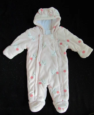 £4.50 • Buy MARKS & SPENCER M&S Pink Bunnies Pram Snow Suit Age 0-3 Months