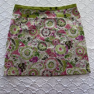 Sigrid Olsen Green & Pink Floral Mandala Knee Length Pencil Skirt Size 12 • $22.99