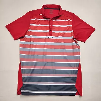 Oakley Ohydrolix Men's Polo Size XL Striped Red Pullover Short Sleeve Reg Fit • $11.99