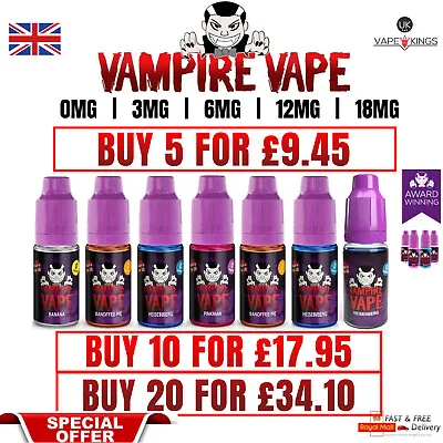 Vampire Vape E Liquid | 5 X 10ml For £9.45 | Vape Juice | Heisenberg | Pinkman • £2.99