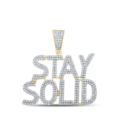 10kt Yellow Gold Mens Round Diamond Stay Solid Phrase Charm Pendant 1 Cttw • $912.76