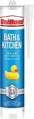 UniBond Bath & Kitchen Sealant Anti Mould Resistant Transparent Silicone Durable • £9.79