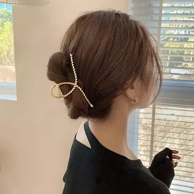 1pc Large Golden Twisted Metal Hair Claw Zinc Alloy Hair Clip Simple Elegant • $6.98