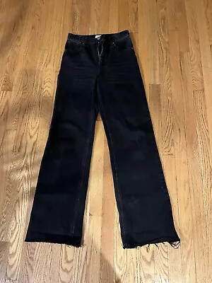 ZARA Black High Rise Wide Leg Raw Hem Jeans Size 4 • $13