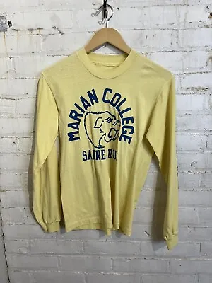 Vintage Marian College Sabre Run Long Sleeve T-shirt Medium 80s Wisconsin • $18