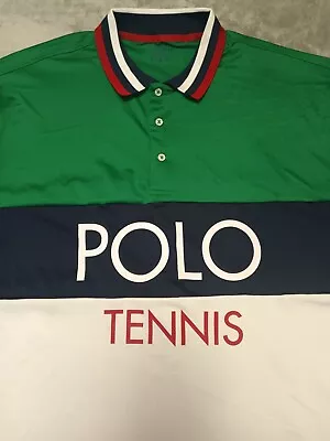 NEW Polo Ralph Lauren PERFORMANCE TENNIS 1967 Shirt Multi Green US Open Sz 2XB • $69.99