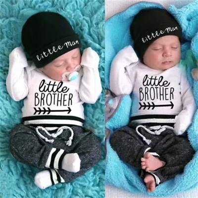 £11.79 • Buy Newborn Infant Baby Boy Little Brother Long Sleeve Romper Pant Outfit Clothes