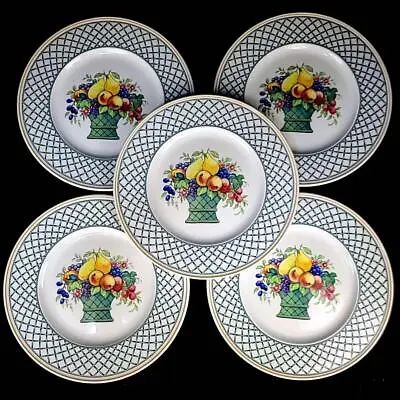 Villeroy & Boch Basket Garden Fruit Green Dinner Plate 26.5cm Set Of 5 Ceramics • £187.48