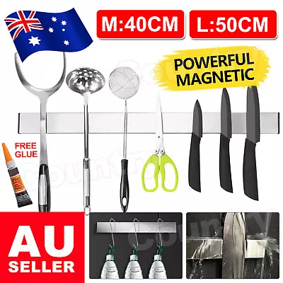 Stainless Steel Magnetic Knife Holder Rack Knives Tool Shelf Magnet 40/50cm AUS • $14.95