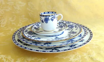 Antique Minton China Delf Blue 5 Pcs Place Setting W/ Miniature Cup & Saucer • $84.96