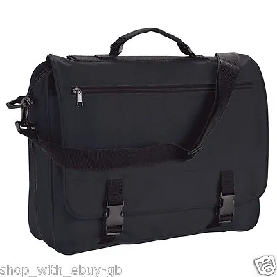 Black Shoulder Messenger Bag Satchel For Work College School Office Courier • £11.99