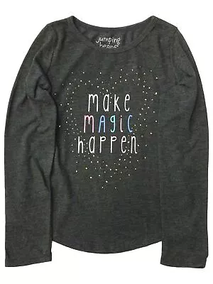 Jumping Beans Girls Long Gray Sparkle Make Magic Happen Tee Shirt T-Shirt 7 • $13.99