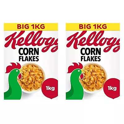 Kellogg's CornFlakes Breakfast Cereal Crunchy Golden Corn Flakes Pack Of 2 X 1kg • £14.48