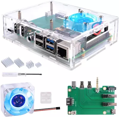 Acrylic Raspberry Pi Set-Top Box KitRaspberry Pi 4 Case With 4010 Fan 5V (Blue  • $35.41