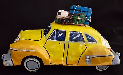 Vintage Papier Paper Mache Taxi Car Habana Havana Cuba Cuban Folk Art Sculpture • $84.99