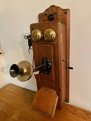 Antique Kellogg Company Oak Wall Mount Telephone • $250