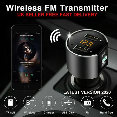 Bluetooth Car Kit FM Transmitter Wireless Handsfree Radio MP3 Player USB Charger • £5.30