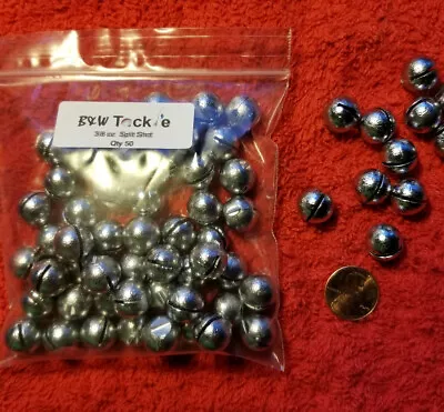 50 Count Lead Split Shot Sinkers Size #1 - 3/8 Oz. Free Shipping • $15.19